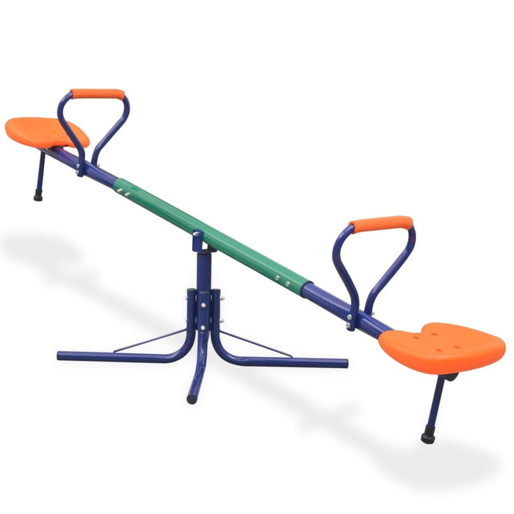 New Kids Sturdy Plastic Orange And Blue 360 Rotation Spinning Seesaw Garden Toy 