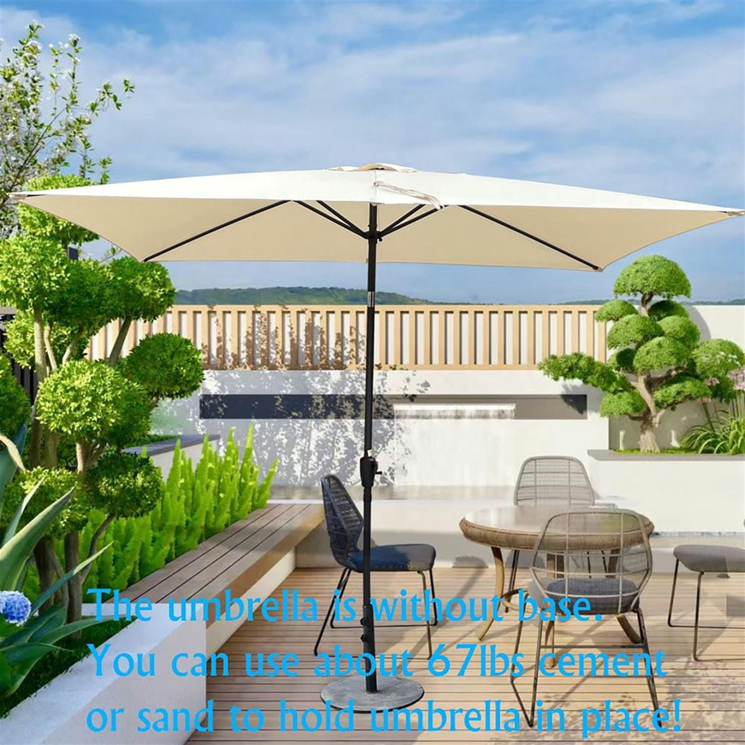 Demi Bonn 6 x 9ft Patio Umbrella Outdoor Waterproof Umbrella with Crank and Push Button Tilt without flap for Garden Backyard Pool Market, Beige