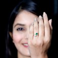 thumbnail image 4 of Rosec Jewels Natural Emerald Toi Et Moi Engagement Ring - Emerald Moissanite Ring for Women - AAA Quality - with Jewelry Box, 10K Yellow Gold, US 4.50, 4 of 9