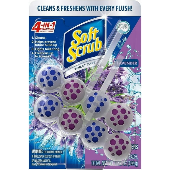 Soft Scrub 4-In-1 Rim Hanger Toilet Bowl Cleaner, Lavender, 2 Count