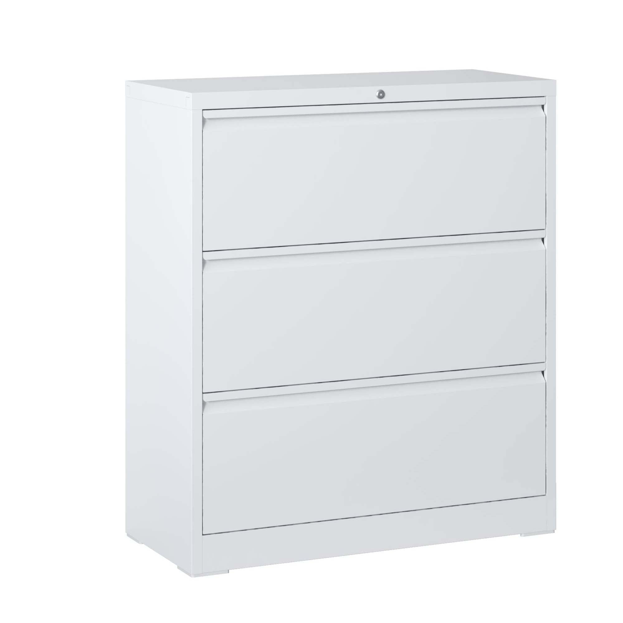 Xukmct Lateral File Cabinet with Lock, Lockable File Cabinet for Home Office, 3 Drawer Locking Metal File Cabinet for Letter/A4/F4 Size, White