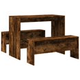 thumbnail image 4 of vidaXL 3 Piece Dining Table and Bench set Smoked Oak Engineered Wood, 4 of 5