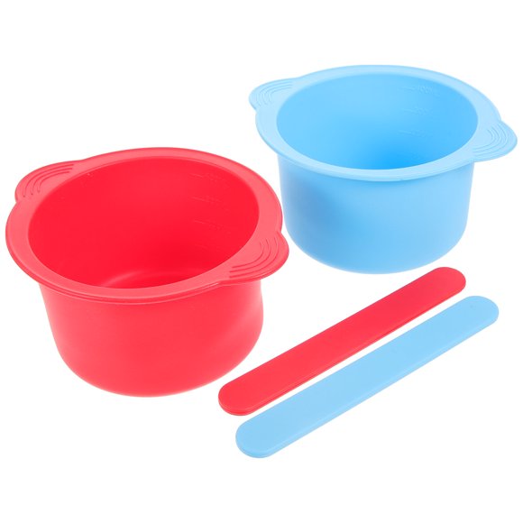 2 Pcs Doublure de Chauffe-Cire en Silicone Doublure de Chauffe-Cire Antiadhésive Pot de Cire Bol en Silicone avec Bâtonnets de Mélange
