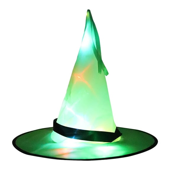 Gallickan Lighted Witch Hat, Light Up LED Halloween Witch Hat, Halloween Decorations for Outdoor Garden Party Carnival Supplies for Party Decor, Green