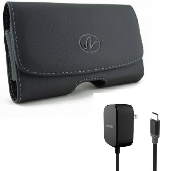 For Galaxy A54 /A53 /A33 - Fast Home Charger w Case Belt Clip, 15W 5ft Long Type-C, Leather Swivel Holster for Samsung Galaxy A54 /A53 /A33 5G