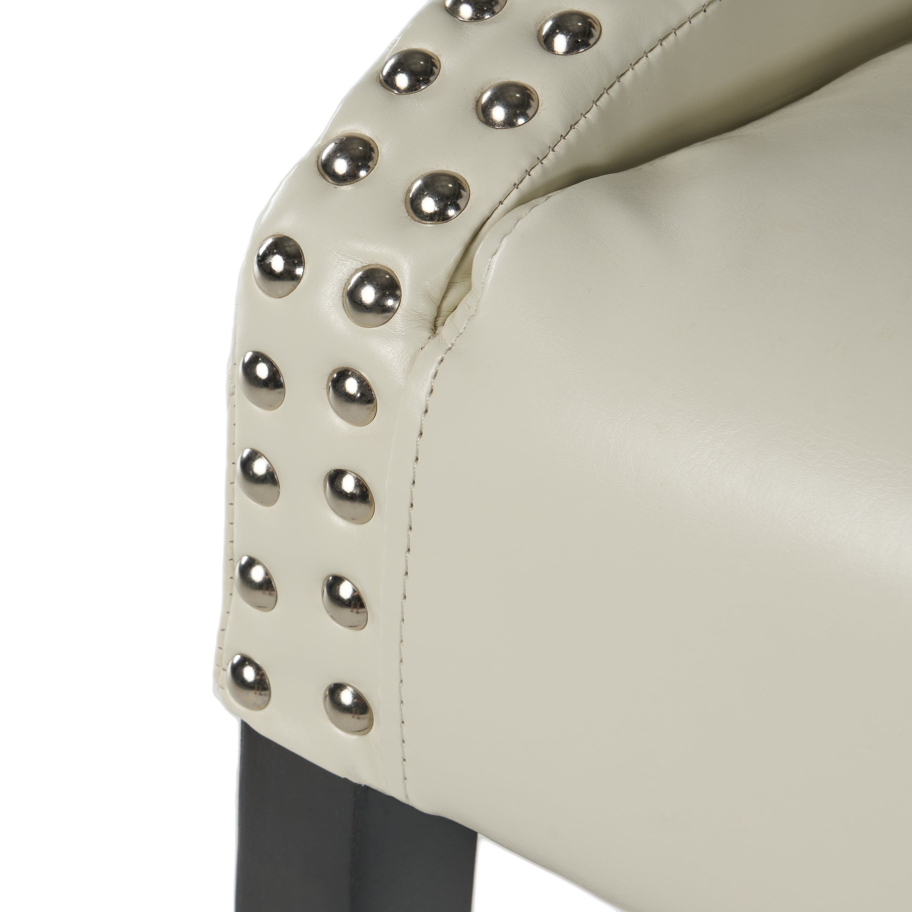 Noble House Eaton Barstool,Bonded Quilted Leather,Ivory