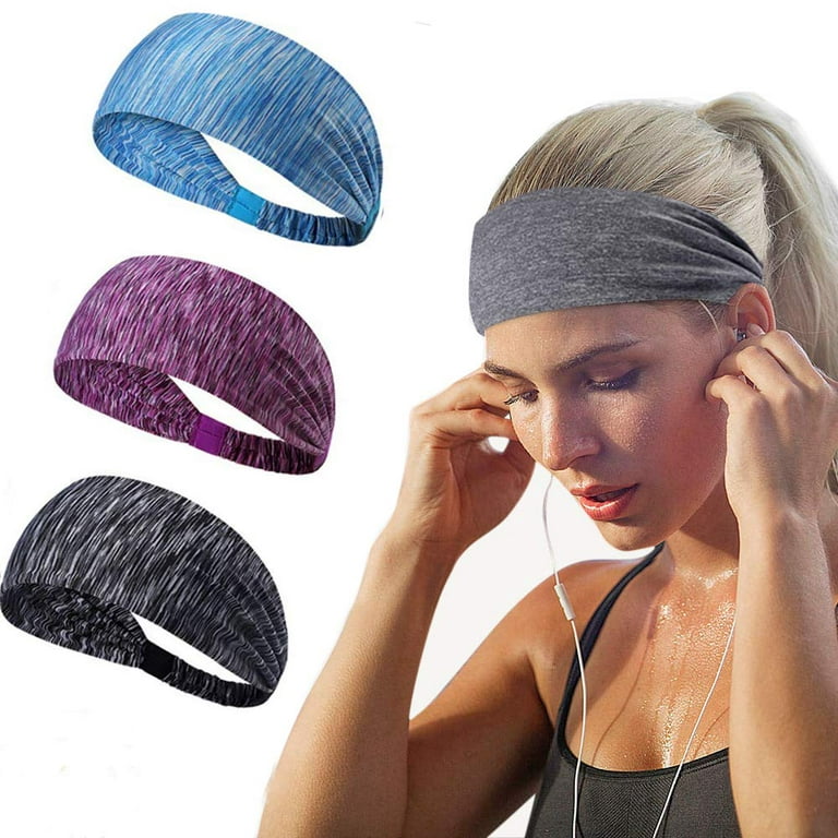 Workout Headbands for Women Men Sweatband Yoga Sweat Bands Elastic Wide  Headbands for Sports Fitness Exercise Tennis Running Gym Dance Athletic 