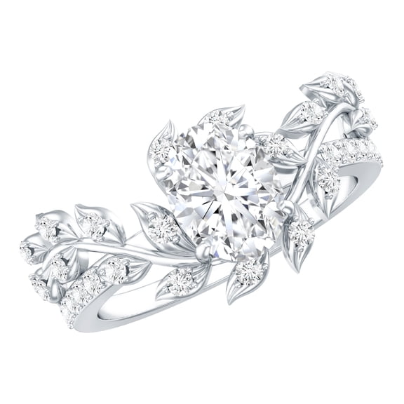 Rosec Jewels Lab Grown Diamond Oval Engagement Ring for Women - Nature Inspired Ring (6X8 mm, 1 Carat), 925 Sterling Silver, US 4.00