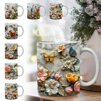 Ceramic Mug under $5! CQCYD Sublimation Coffee Mug, 11oz Ceramic Mug, Rose Pattern Mug, Valentine's Day Gift Mug, Dishwasher Safe Mug, Hot Cold Drink Mug, Romantic Gift Idea