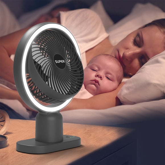 Kctiaxy Electric Fan with Night Light USB Desk Fan, Mini Fan Portable, 3Speeds Desktop Table Fan, Plug in Power Fan, Rotation Strong Wind, Quiet Personal Small Fan for Home Desktop Kitchen Appliances