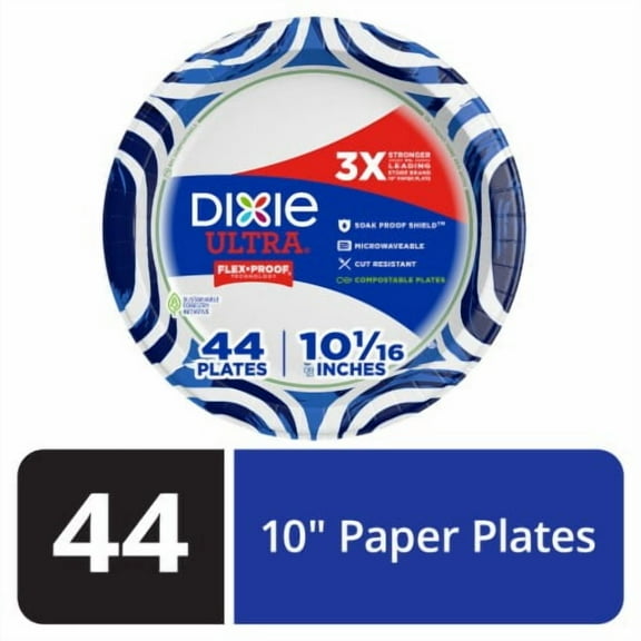 2X - Dixie Ultra Paper Plates 10 Inch Disposable Plate 44 ct