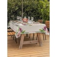 thumbnail image 2 of Easter Gnomes Outdoor Tablecloth - 60x102 Inch Rectangle Dining Table Cover, Spring Floral Colorful Eggs Leaves Beige Waterproof Outdoor Table Cloth with Umbrella Hole & Zipper for Picnic/Patio/Party, 2 of 7