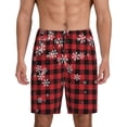 thumbnail image 1 of Balery Red Buffalo Plaid Pantalones cortos de pijama de punto de algodón para hombre con cinturilla y bolsillos-Medium, 1 of 6