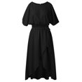 thumbnail image 4 of B91xZ Robe Grande Taille pour Femmes Été Robe Sans Manches Col Rond Décontractée Ample Plissée à Volants Midi avec Poches, Noir TTG, 4 of 5