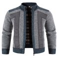 thumbnail image 1 of Cardigan pour Hommes, Cardigan à Fermeture Éclair, Manches Longues, Col Montant, Couleur Contrastée, 1 of 5