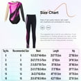 thumbnail image 5 of iEFiEL Kids Girls Gymnastics Dance Outfit Long Sleeve Metallic Contrast Leotard with Striped Pants Ice Skating Outfit Hot Pink 8, 5 of 5