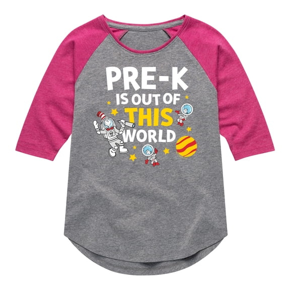 Dr. Seuss - Pre-K Out Of This World - Toddler And Youth Girls Raglan Graphic T-Shirt
