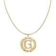 thumbnail image 1 of Precious Stars 14K Yellow Gold Round Wreath Initial Letter 'G' Pendant with 16" Chain Necklace, 1 of 5