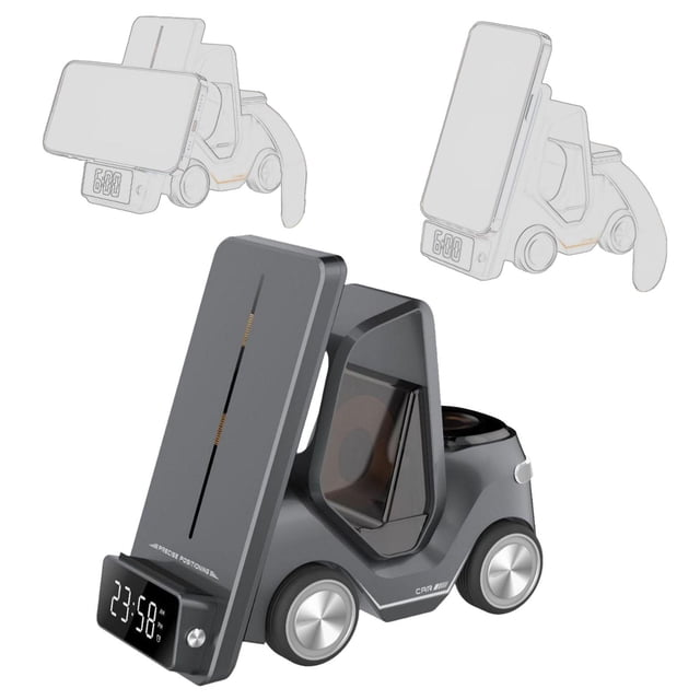 Cargador inalámbrico de 15W, soporte de carga inalámbrico rápido para coche, uso doméstico, forma de coche gris
