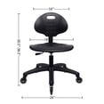 thumbnail image 4 of CHAIR MASTER-Black Polyurethane Low Desk Chair-Seat Height 16.5"-21.5" with Soft Rubber Casters, 4 of 7