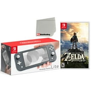 Nintendo Switch Lite 32GB Console Gray Bundle with The Legend of Zelda: Breath of the Wild and Microfiber Cleaning Cloth