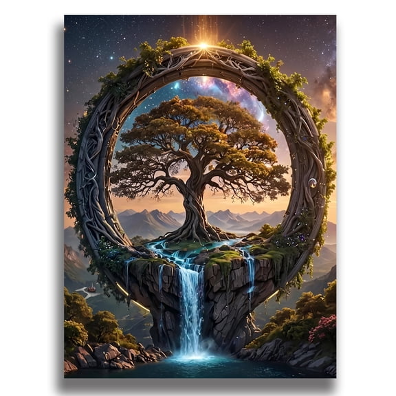Mosflare Life Tree Diamond Painting Kit for Adults,12x16 inch,HD Canvas Round Rhinestone Gem Art,DIY Craft Home Wall Decor and Gift