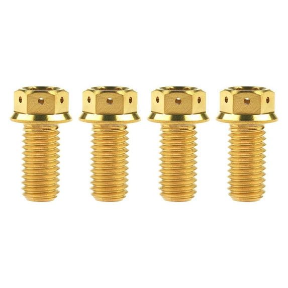Wanyifa Titanium Flange Hex Head Bolt M10 20 25 30 35 40 45 50 55 60 65 70 75 80 85 90mm Screws,M10x25mm Pitch 1.25mm,Gold,4 Pcs