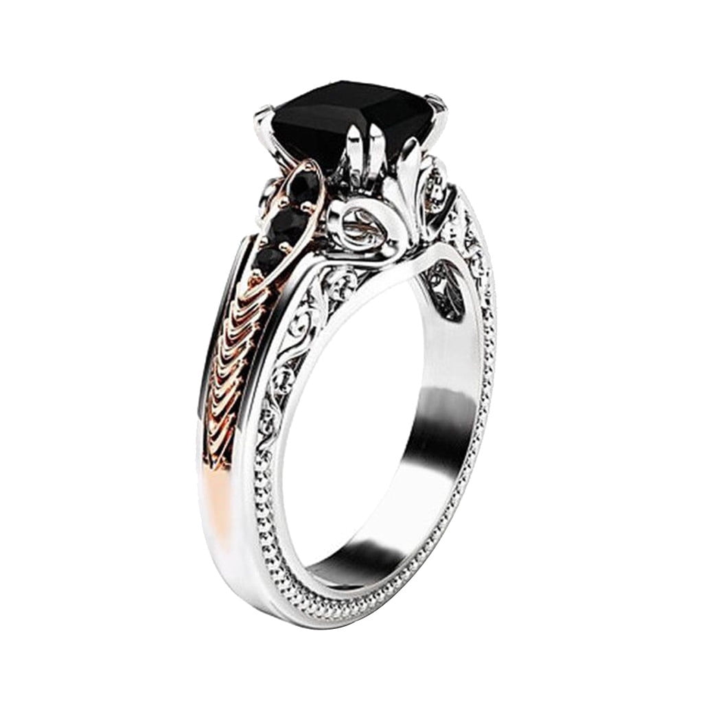 Butterlfy Amethyst Design Finger Women Copper Rings Wedding Ring Size 6-10 