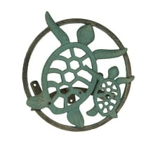 Zeckos Verdigris Bronze Cast Iron Sea Turtle Wall Mount Garden Hose Hanger