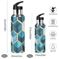 thumbnail image 2 of Yayeee 33oz Insulated Water Bottle Double Wall Stainless Steel with Flip Straw Lid, Light Blue Geometric Pattern, 2 of 7