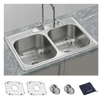 JASSFERRY 33-inch Kitchen Sink Drop-In Topmount 18-gauge Stainless Steel 50/50 Double Bowl