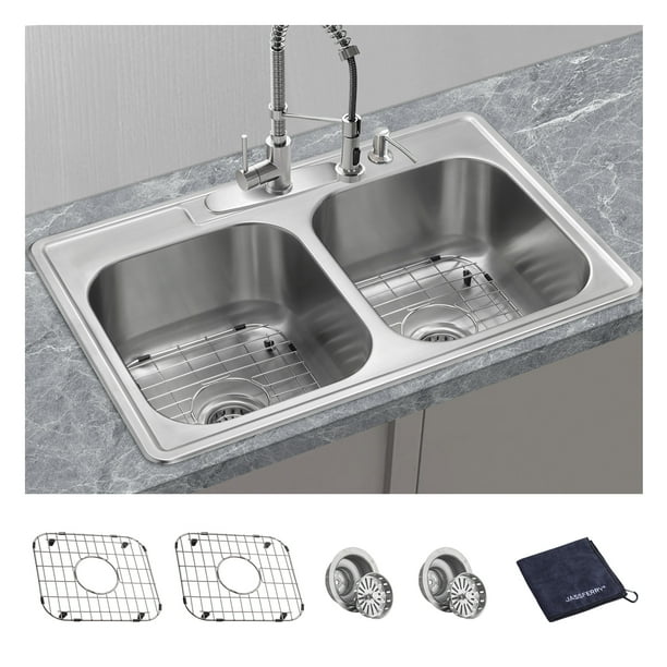 JASSFERRY 33inch Kitchen Sink DropIn Topmount 18gauge Stainless