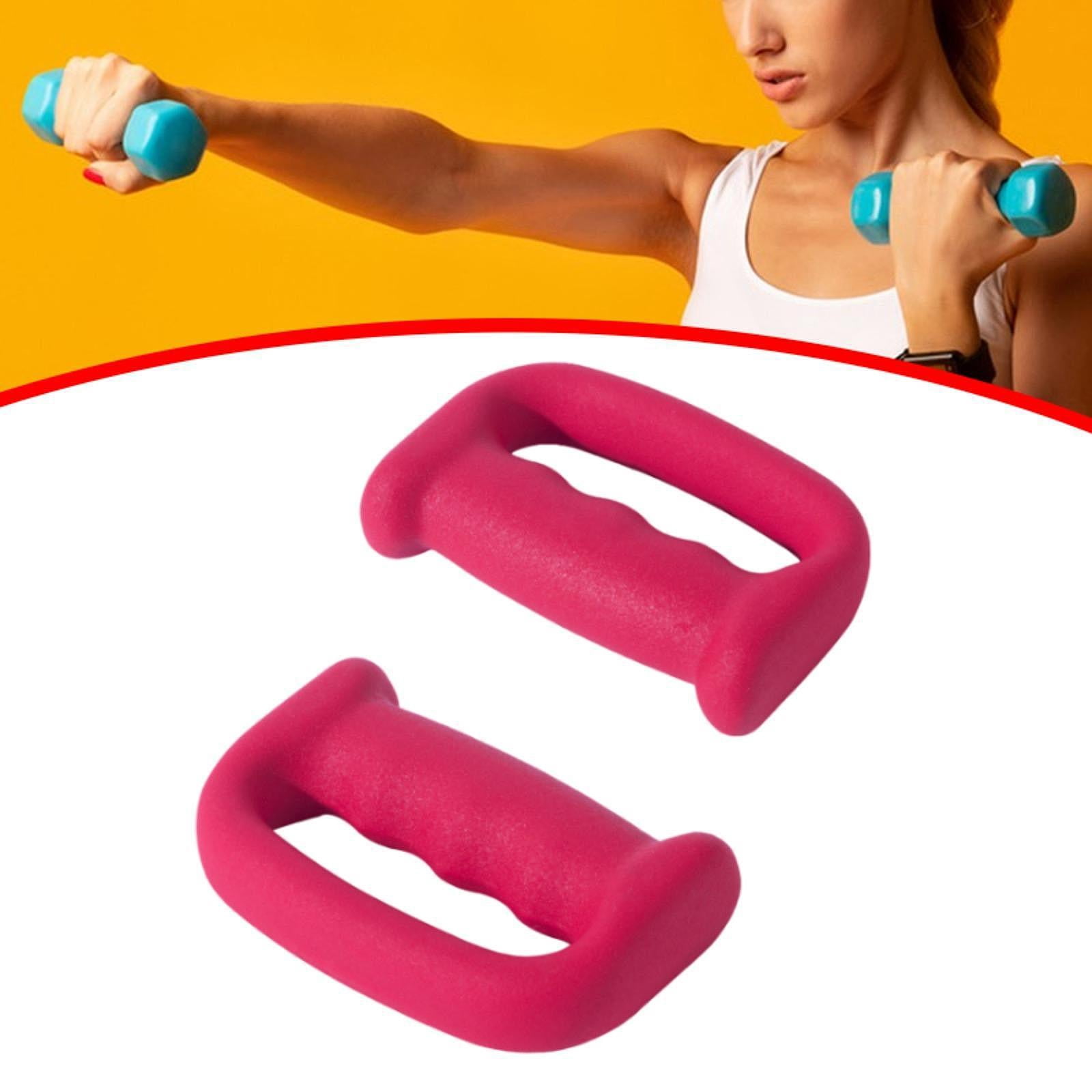 Baoblaze 2 Pieces Boxing Dumbbells D Shape Grip Hand Weight for Aerobics Exercises Walkin Pink