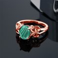thumbnail image 3 of Gem Stone King 2.50 Ct Oval Green Malachite 18K Rose Gold Plated Sterling Silver Solitaire Ring (Size 7), 3 of 5
