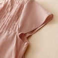 thumbnail image 4 of Lenpel Line Tops for Women Trendy Short Sleeve Ruffle Crew Neck Pleated Solid Color T-Shirts Fashion Casual Blouses, 4 of 5