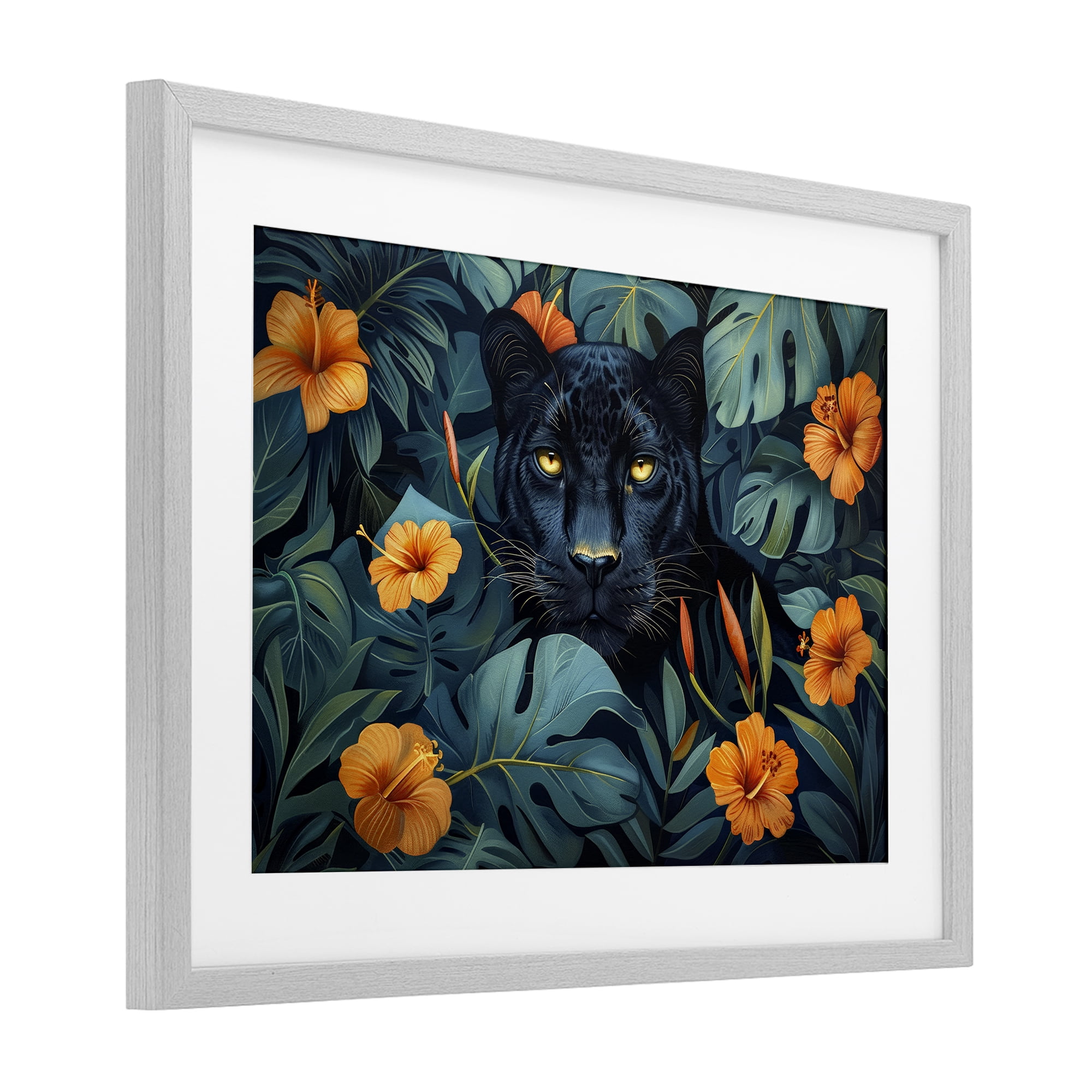 Stupell Industries Hiding Panther's Paradise Gray Framed Print Under Glass, design by Ray Powers
