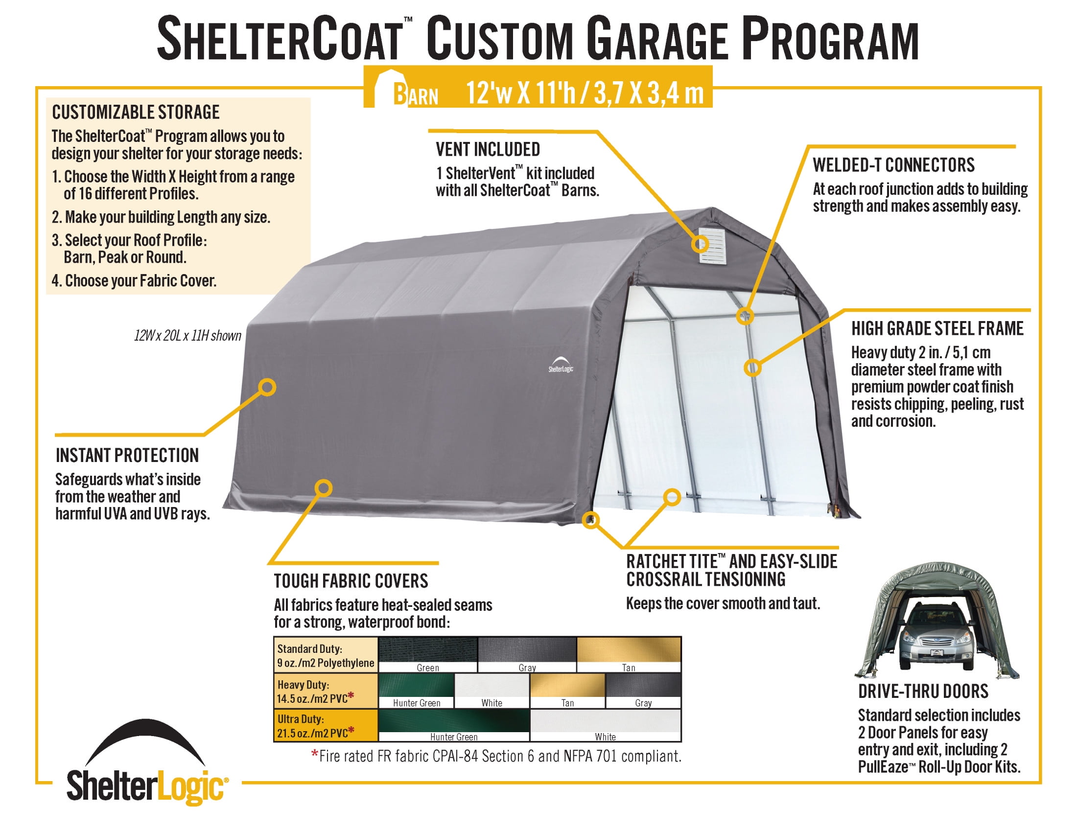 ShelterLogic 12 x 20 x 11 Homestead Barn Canopy Carport