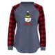 thumbnail image 4 of Pntutb Ladies Christmas Print Plaid manga costura manga larga cuello redondo raglán camiseta béisbol top Pntutb Pntutb-7564, 4 of 4