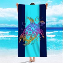 Holloyiver Microfiber Sand Free Beach Towel, Oversized Thin Large Fast Dry Super Absorbent Lightweight Bath Towels for Travel Pool Swimming Camping Adults Kid, Sea Turtle