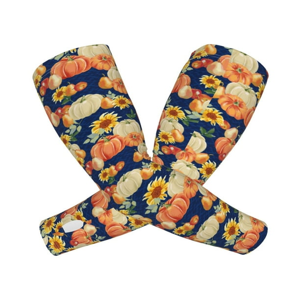 Balery fall Pumpkin Daisy Mangas Refrescantes para Brazos para Hombre y Mujer – Transpirables y Absorbentes de Humedad para Mujeres, Hombres y Niños