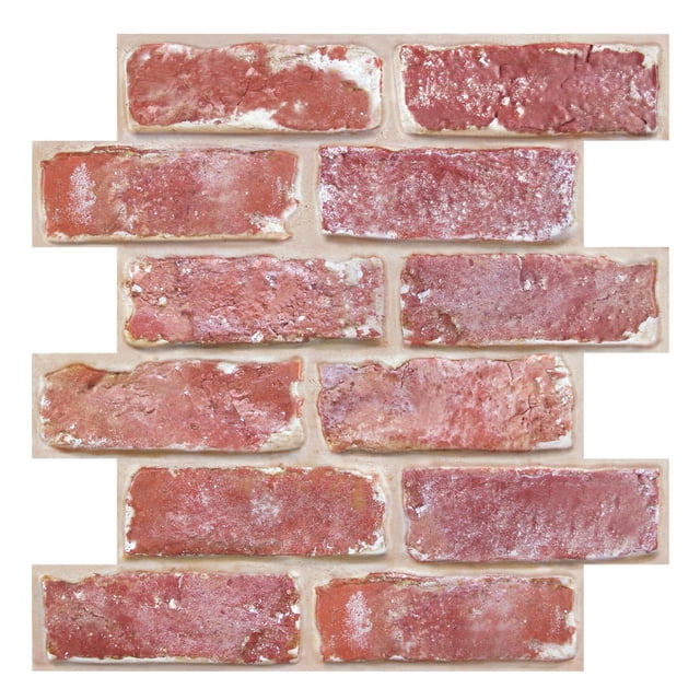 Panel de pared COMSTICKC 3D de ladrillo rojo, 30 x 30 cm, autoadhesivo de PVC