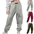 thumbnail image 3 of Atogsazn Kids Boys Girls Cargo Sweatpants Children Jogger Elastic Waist Pants with Drawstring Athletic Clothes Wine 7-8 Years, 3 of 3