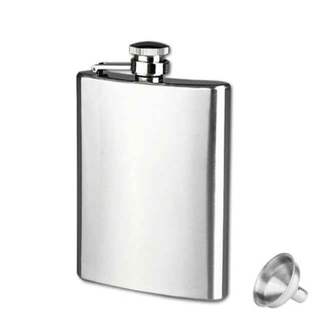 Stainless Steel Flask Cup Set Screw Cap Hip Pocket Alcohol Liquor Funnel 