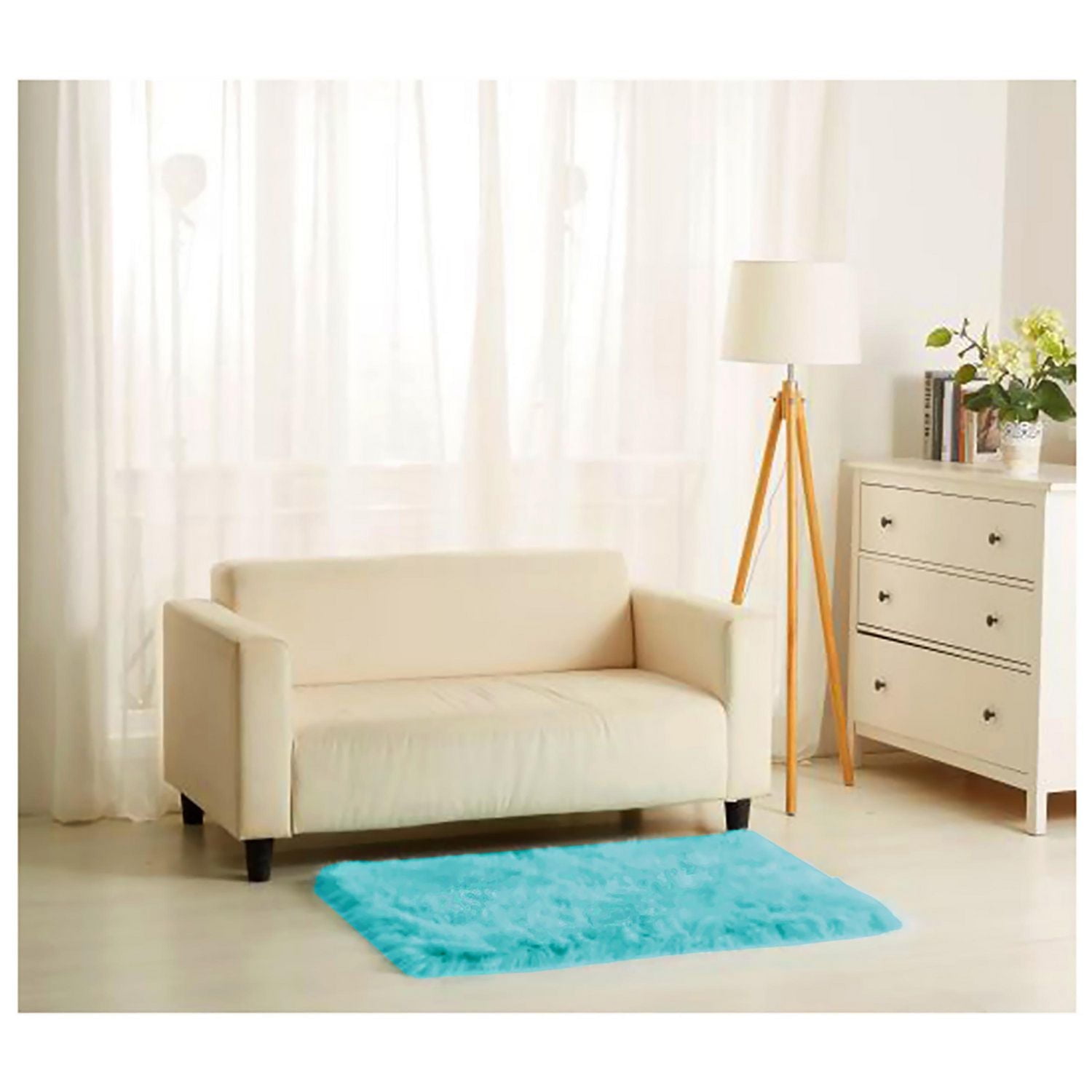 Tapis en fausse fourrure pour enfants Mainstays de Home Decor Inc., bleu clair – 76,2 x 114,3 cm, doux et confortable, idéal pour les chambres ou les salles de jeux.