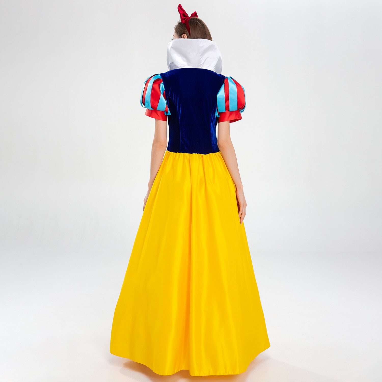 Halloween Classic Deluxe Snow White Princess Costume Adult Queen Fairytale Dress Role Cosplay for Women with Headband and Petticoat