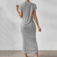 thumbnail image 4 of Lenpel Women's Summer Bodycon Dresses Striped Cap Sleeve Crew Neck Tie Side Split Slim Midi Dress Casual Pencil Dresses, 4 of 7