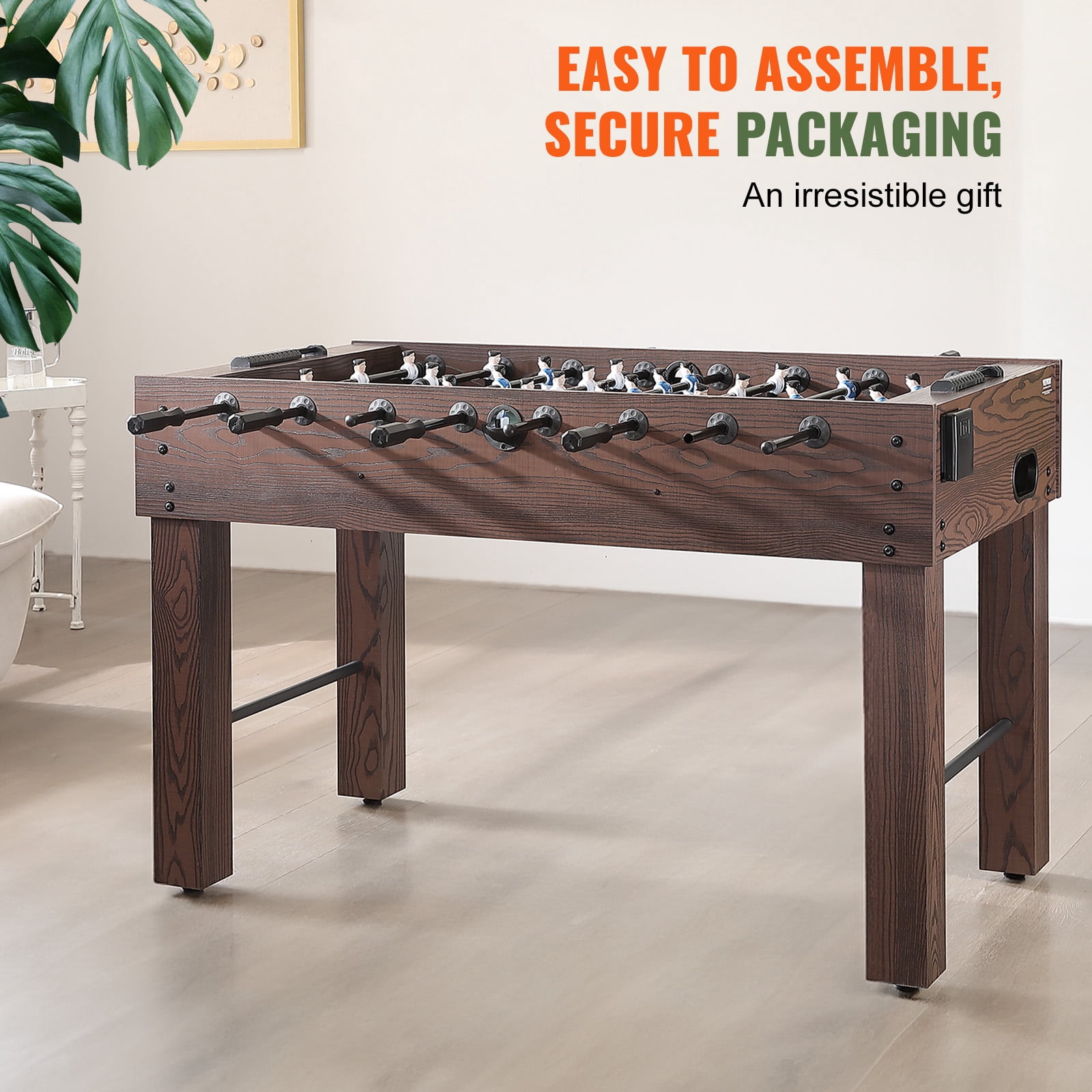 SKYSHALO Foosball Soccer Game Table Standard Size ,55 inch Foosball Table w/ Foosball Table Set, Includes 4 Balls and 2 Cup Holders for Home