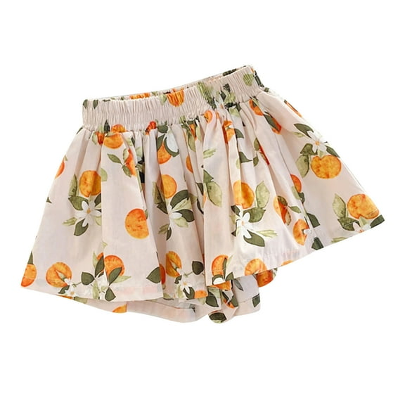 WRKEKC Casual Shorts for Girls, Girls Summer Shorts, Girls' Summer Cute Flower Print Elastic Waist Skirt Shorts