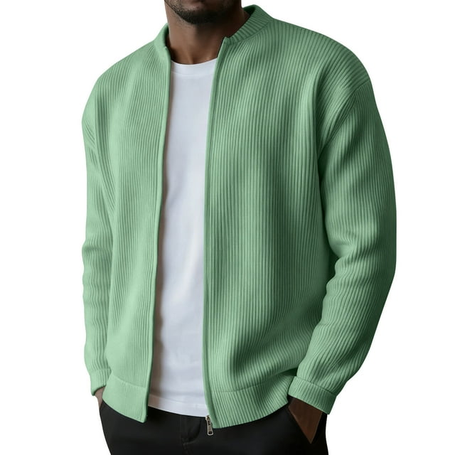 RXMEKW Short Sleeve Cardigan, Mens Casual Jacket with Zipper