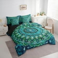thumbnail image 3 of Manfei Bohemian Mandala Twin Bedding Sets 7pcs for Girls Women, Hippie Floral Flower Bedding Comforter Set, Teal Sheet Sets, Lightweight Room Decor, 3 of 8